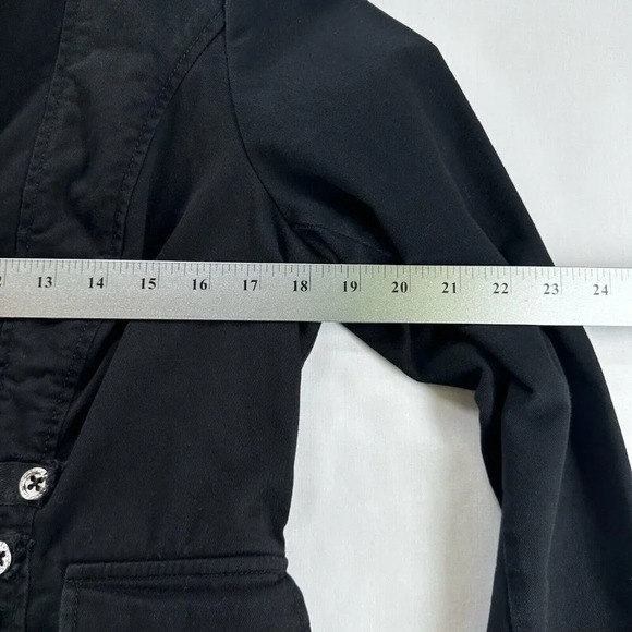 CAbi Jacket Womens Size 8 Twill Military Style Hook Closure Blazer Cotton Black - Picture 10 of 12